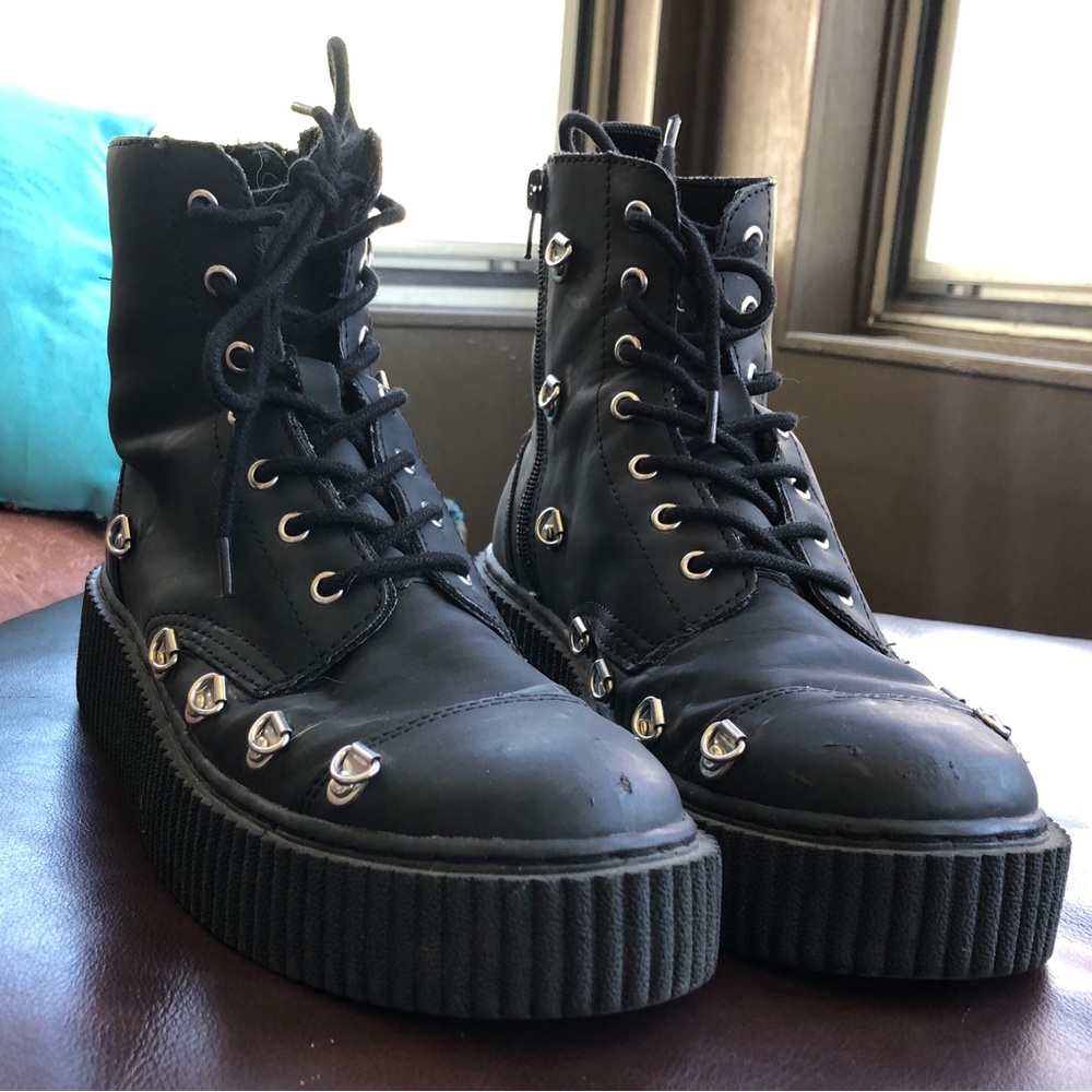 Black Platform Combat Boots